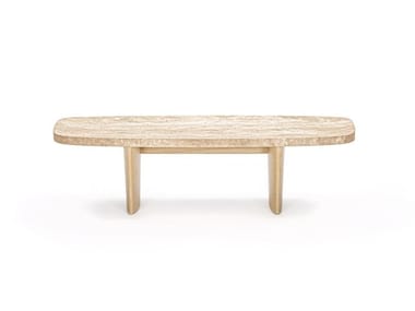 MAT?RIA - Travertine and wood side table by Classicon