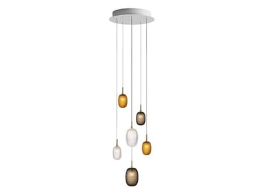 METAMORPHOSIS 6 - LED handmade blown glass pendant lamp by bomma