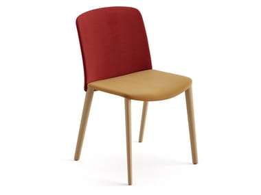 MIXU - Upholstered fabric chair with oak legs by Arper