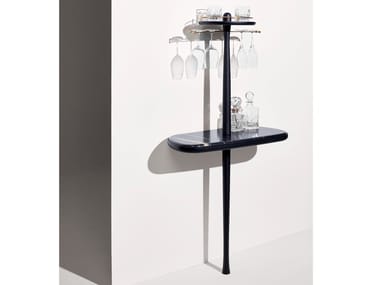 MOMENTS - Sahara Noir marble and wood bar cabinet by Nomon