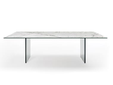 MONOLITE - Rectangular Marble glass dining table by Reflex