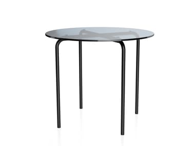 MR 515 - Round glass coffee table for living room by Thonet