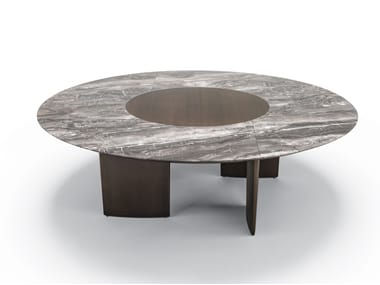 ALA NEW - Round marble table with Lazy Susan by Misuraemme