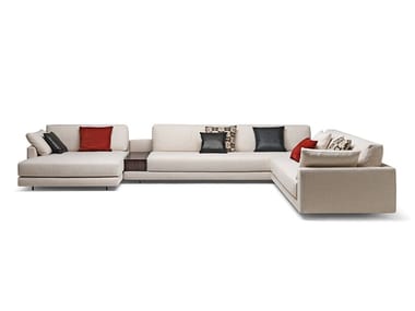 ARGO - Sectional fabric sofa with integrated magazine rack by Misuraemme