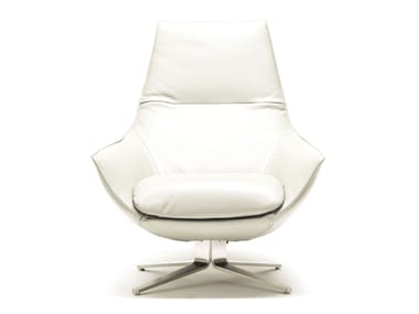 ERMES - Swivel leather armchair with armrests by Misuraemme