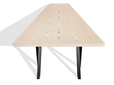 N.E.T. TABLE - Rectangular table with wooden top and aluminum base by DE PADOVA