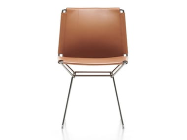 NEIL LEATHER - Sled base tanned leather chair by MDF Italia