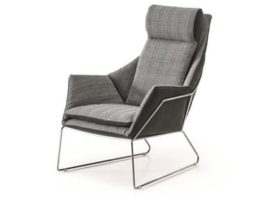 NEW YORK - Bergere high-back fabric armchair by Saba Italia