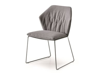 NEW YORK - Sled base upholstered fabric chair by Saba Italia