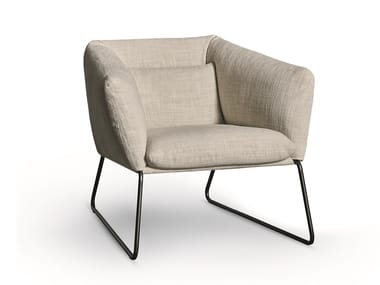 NIKOS LOW - Upholstered fabric armchair with removable cover by Bonaldo