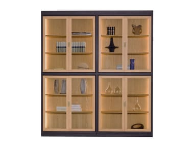 NOVECENTO - Wood and glass bookcase with built-in lights by Morelato