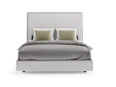 OH - Upholstered leather bed with integrated lighting by Reflex