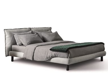 OLIVER - Fabric double bed with removable cover with upholstered headboard by Meridiani