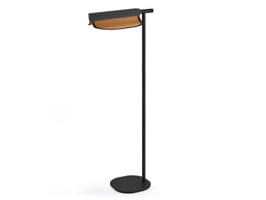 OMMA - LED adjustable metal and wood veneer floor lamp by LZF