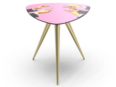 PINK LIPSTICKS - Triangular coffee table with MDF top and metal legs (Request Info)