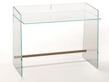 PIRANDELLO - Rectangular crystal writing desk by Glas Italia