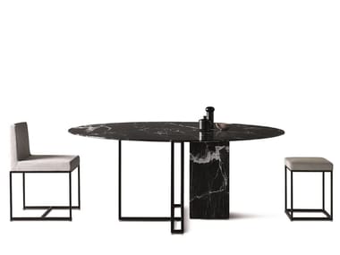 PLINTO - Round marble table by Meridiani