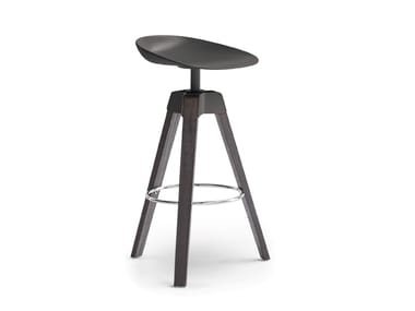 PLUMAGE - High trestle-based polypropylene stool with footrest by Bonaldo