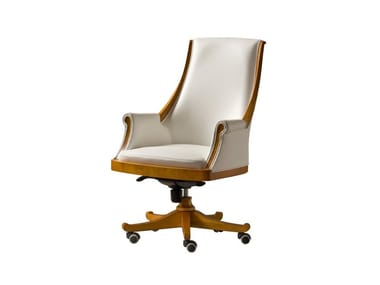 PRESIDENT - Swivel cherry wood executive chair with castors by Morelato