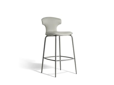 MONTERA MAS - High leather stool with back by Poltrona Frau