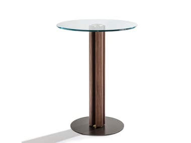 QUADRIFOGLIO BISTROT - High table in canaletta walnut and glass top by Porada