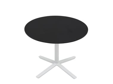 QUATTRO OCCASIONAL HPL ROUND - Low round HPL coffee table with 4-star base by Andreu World