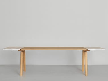 RAIL - Extending rectangular solid wood table by Zeitraum