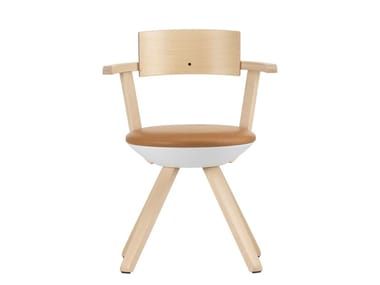 RIVAL - Swivel upholstered birch chair by Artek