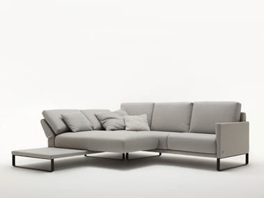 ROLF BENZ 009 CARA - Sled base sectional fabric sofa with chaise longue by Rolf Benz