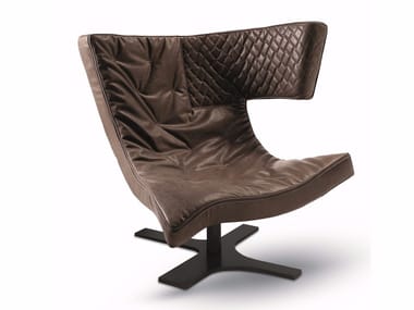 ROXY - Leather armchair with 4-spoke base by Arketipo