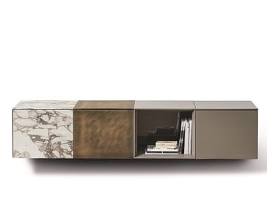 RUBEN - Suspended brass sideboard with doors by Meridiani