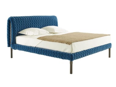 RUCH? - Fabric double bed with upholstered headboard by Ligne Roset