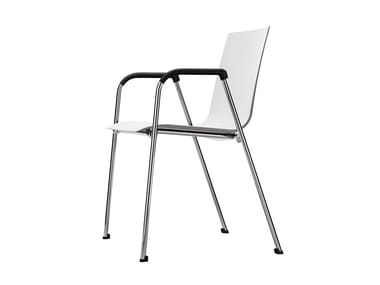 S 260 F - Stackable plastic training chair with armrests by Thonet