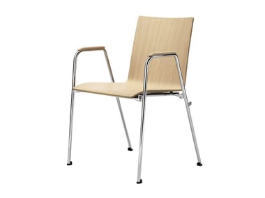 S 262/A F - Stackable wooden chair with linking device by Thonet