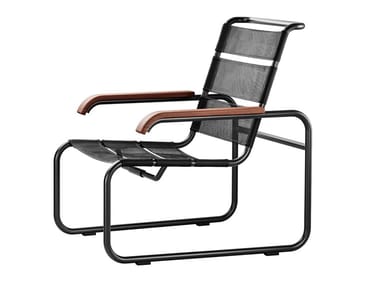 S 35 N Thonet All Seasons - Sled base mesh easy chair with armrests by Thonet