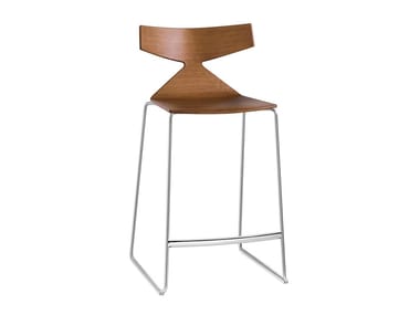 SAYA - Design sled base stackable steel stool by Arper