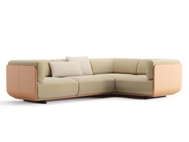 SHAAL - Sectional leather and fabric sofa by Arper