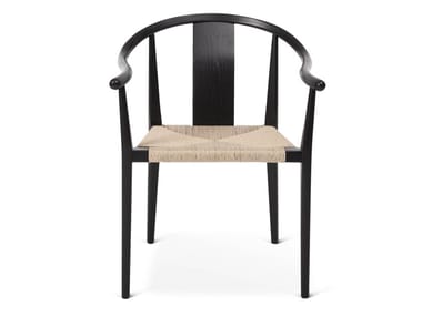 SHANGHAI - Solid wood and paper cord chair with armrests by NORR11