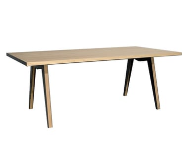 SKIN - Rectangular steel and wood table by Colico