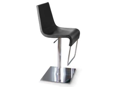 SKIPPING - Swivel height-adjustable leather stool by Bonaldo