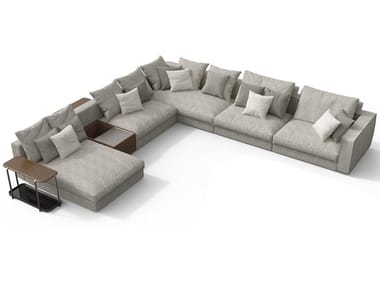 SKYLINE - Corner modular fabric sofa with chaise longue by Giorgetti