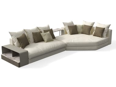 SKYLINE - Sectional modular leather sofa with chaise longue by Giorgetti