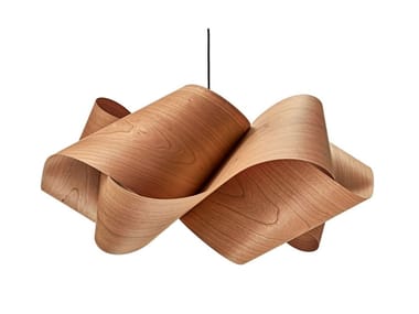 SWIRL - Handmade wood veneer pendant lamp by LZF