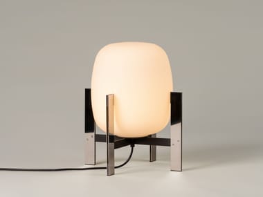 CESTA MET?LICA - LED Glass and Stainless Steel table lamp by Santa & Cole