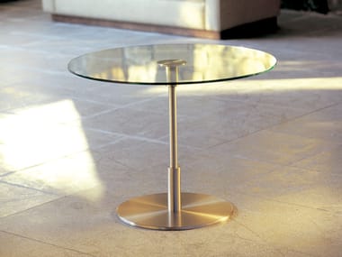 DIANA - Round nickel and glass coffee table by Santa & Cole