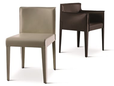 TATTOO - Upholstered tanned leather chair by Meridiani