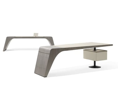 TENET - Rectangular tanned leather writing desk by Giorgetti