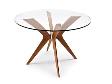 TOKYO - Round wood and glass table by Calligaris