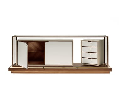 TOWN - Modular wood and glass chest of drawers by Giorgetti