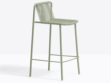 TRIBECA 3667 - High powder coated steel stool with back by Pedrali